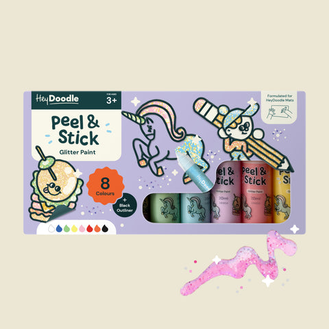 Peel & Stick Glitter Paint - Easy Peel and Stickable Colours