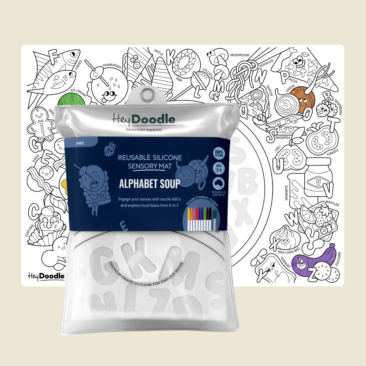 Hey Doodle Sensory Mat - Alphabet Soup Hey Doodle Sensory Mat - Alphabet Soup