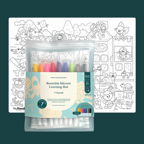 'T' Sounds Speech Therapy Colouring & Doodle Mat