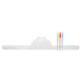 Tiara Hearts – A reusable, adjustable silicone colouring crown decorated with a heart pattern, accompanied by three felt-tip markers in red, yellow, and blue.