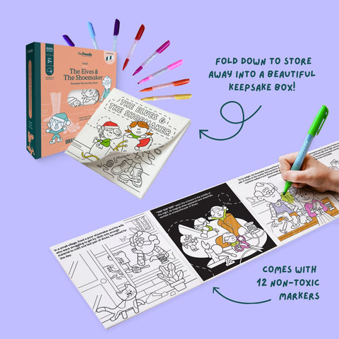 The Elves & The Shoemaker Tales - Reusable Colouring Book