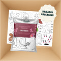 A HeyDoodle Australia reusable silicone sensory mat featuring numbered animal illustrations inside a clear pouch, presented in a box with a Damaged Packaging sticker.