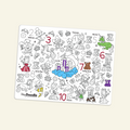 The HeyDoodle Australia Classic Colouring & Doodle Mat (Single Mat Only) is a reusable silicone mat decorated with outlined images of princesses, unicorns, mermaids, teddy bears, butterflies, and flowers. At the centre of the mat is a brightly coloured castle, while other designs are partially filled in and marked with numbers for added interactive fun. The mat is designed to be folded neatly for easy shipping and arrives securely packaged to ensure safe delivery.