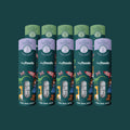 Ten HeyDoodle Mini Reusable Silicone Colouring & Doodle Mats from the Party Saver pack are arranged in their cylindrical packaging, each mat displaying vivid illustrations of animals, rockets, and children set against a dark green background. Designed for repeated use and easy cleaning, these colourful silicone mats provide creative fun and make ideal party gifts for kids who love to colour.