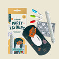 HeyDoodle Into The Wild Sketchband Party Favours: 4 silicone bands, red/blue/green markers, fun forest animal designs for colouring.