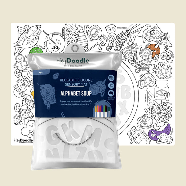 Hey Doodle Sensory Mat - Alphabet Soup Hey Doodle Sensory Mat - Alphabet Soup
