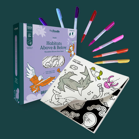 Habitats Above & Below Tales - Reusable Colouring Book